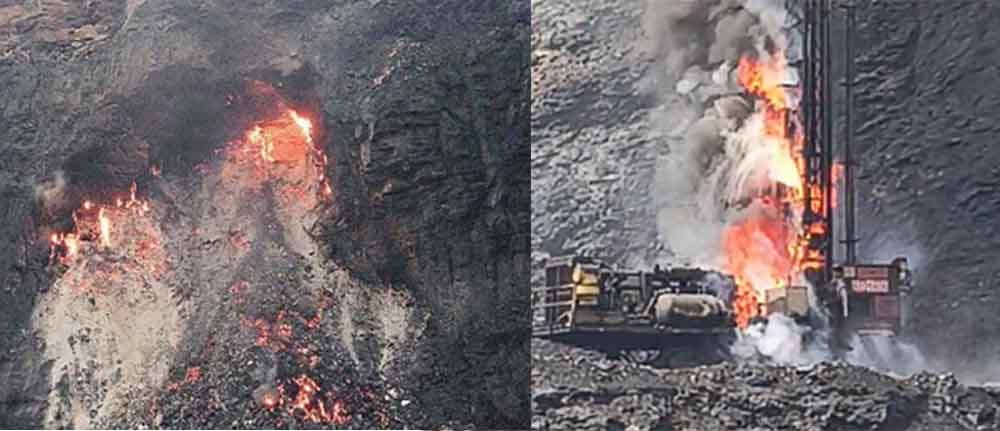 छत्तीसगढ़-कोरबा की दीपका खदान में लगी भीषण आग, ड्रिल मशीन में हुई ब्लास्टिंग