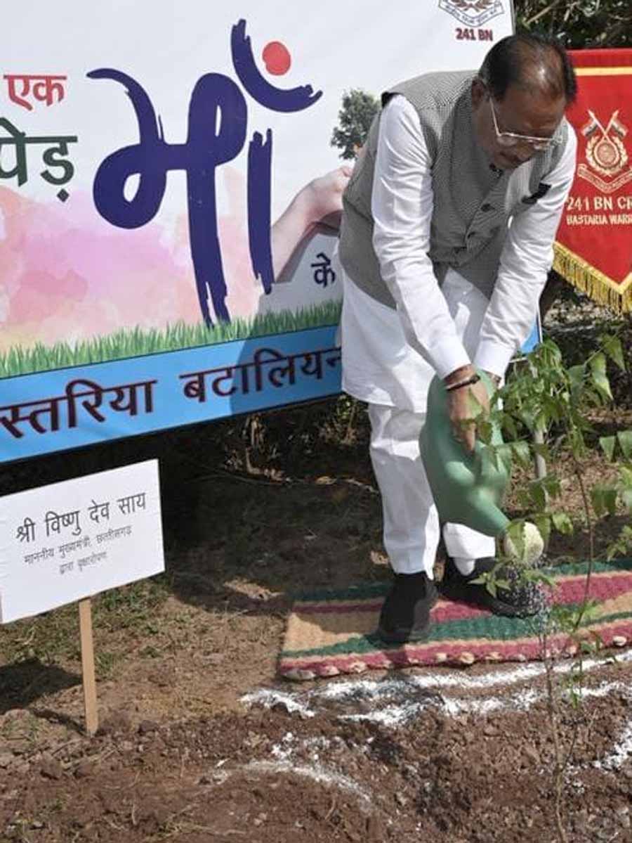 मुख्यमंत्री  ने “एक पेड़ मां के नाम” अभियान के तहत सीआरपीएफ के बस्तरिया बटालियन परिसर में लगाया नीम का पौधा