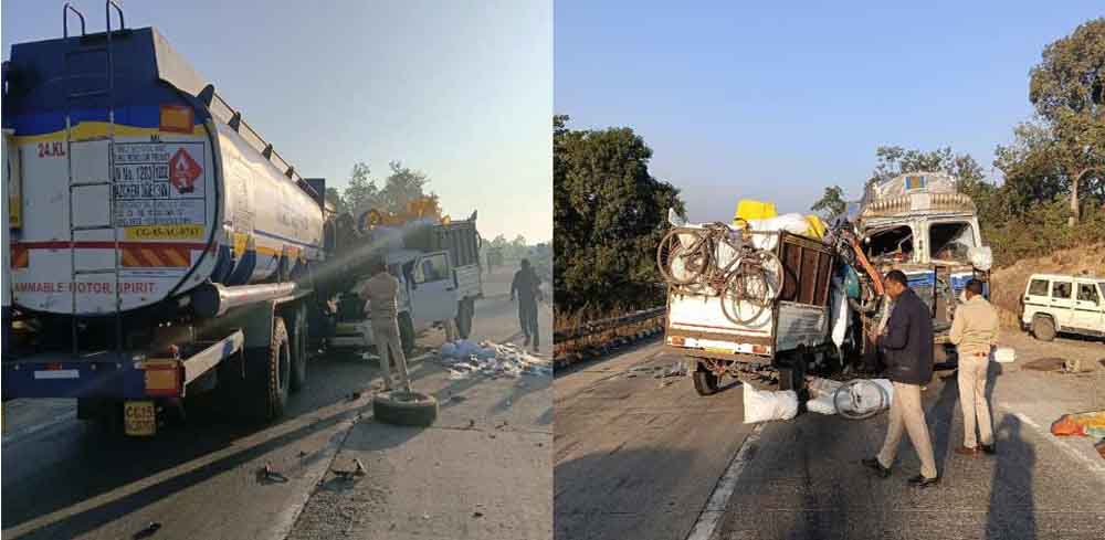 छत्तीसगढ़-कोरबा में डीजल ट्रक और पिकअप में आमने-सामने की भिड़ंत, 1 की मौत और 4 घायल