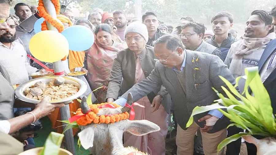 कृषि मंत्री नेताम ने गौशाला में शेड निर्माण कार्य का किया  शिलान्यास और लोकार्पण