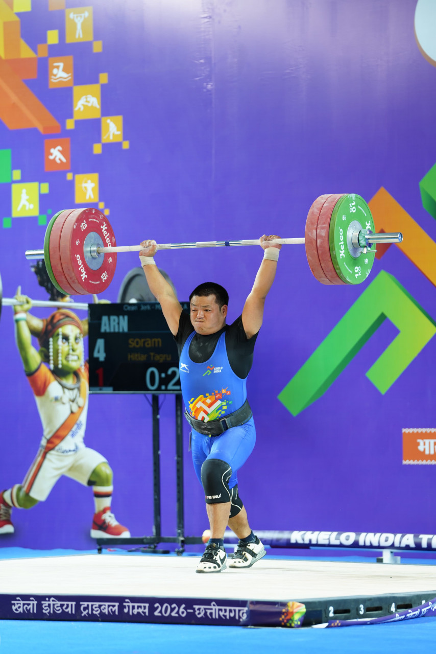 खेलो इंडिया ट्राइबल गेम्स 2026 : भारत्तोलन पुरुष 88 किग्रा वर्ग में अरुणाचल के रुबा ताडु बने चैंपियन…