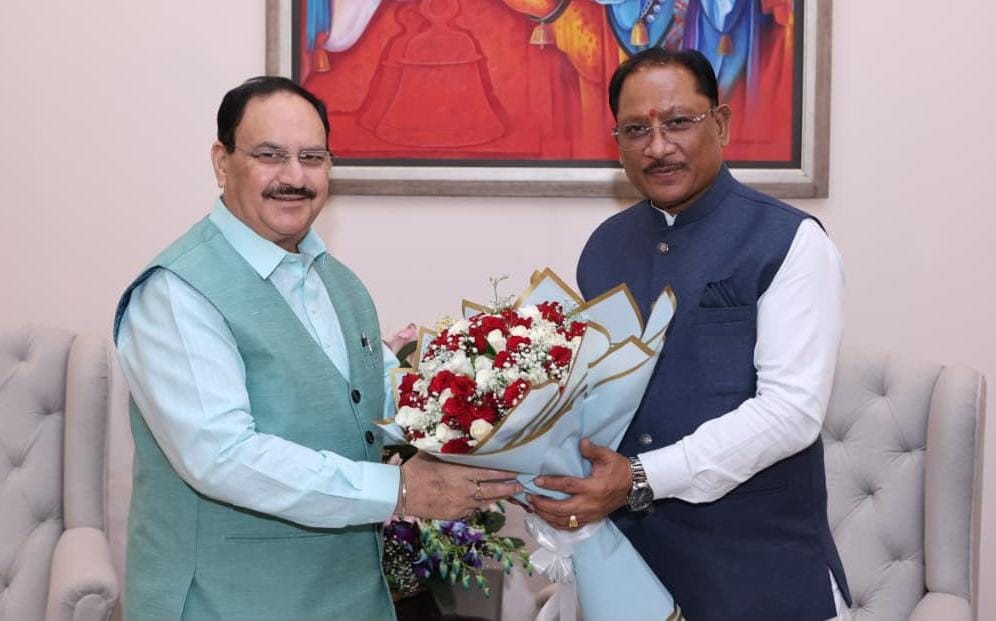 मुख्यमंत्री विष्णु देव साय ने केंद्रीय स्वास्थ्य मंत्री जे.पी. नड्डा से की सौजन्य भेंट, छत्तीसगढ़ में स्वास्थ्य सेवाओं के विस्तार और सुदृढ़ीकरण को लेकर हुई चर्चा….