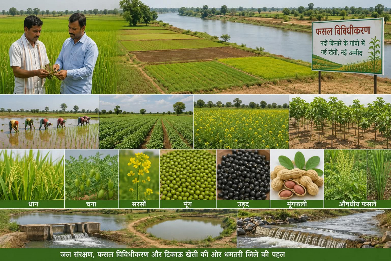नदी किनारे की माटी में समृद्धि का नया अध्याय, धमतरी में 38 हजार किसानों की किस्मत बदलेगा फसल विविधीकरण….. नदी किनारे की माटी में समृद्धि का नया अध्याय, धमतरी में 38 हजार किसानों की किस्मत बदलेगा फसल विविधीकरण…..